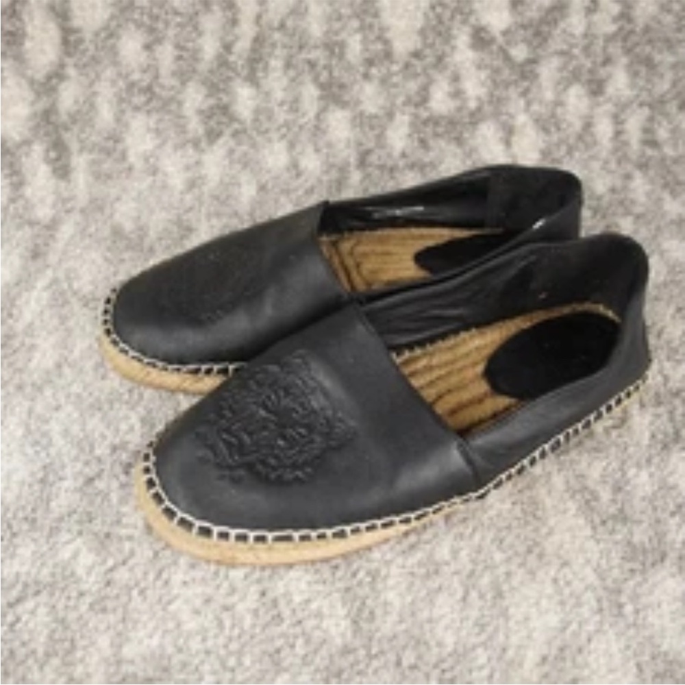 Kenzo Classic Tiger Head Canvas Leather Espadrille Womens EU 38 US 7 Black - Picture 3 of 12